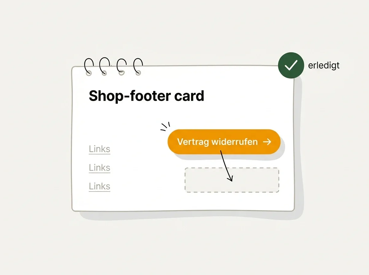 Einbau des Widerrufsbuttons in den Footer eines Online-Shops — Pflicht-Button nach § 356a BGB.